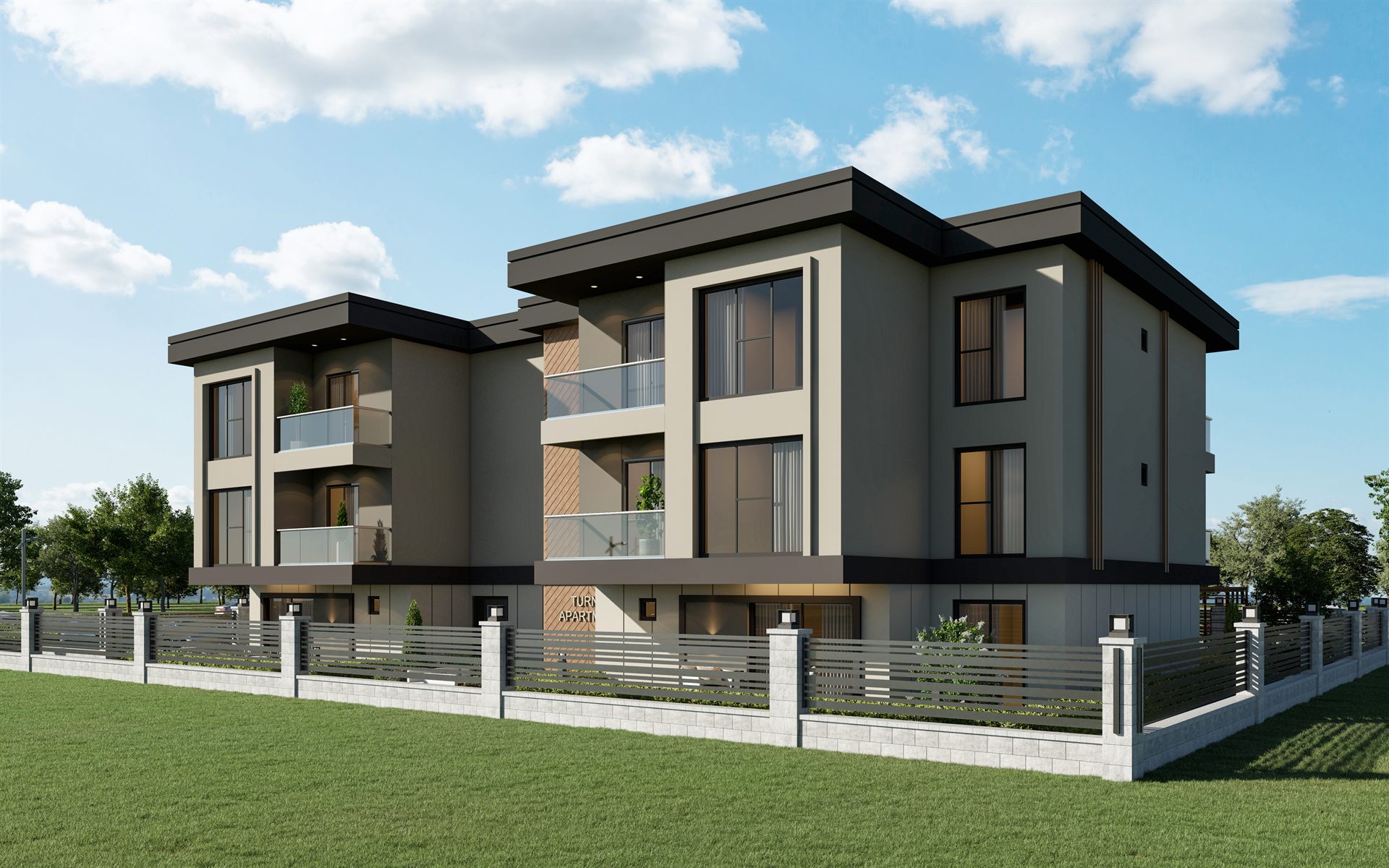 Turna Residence üst segment konut projesi yan cephe görünümü