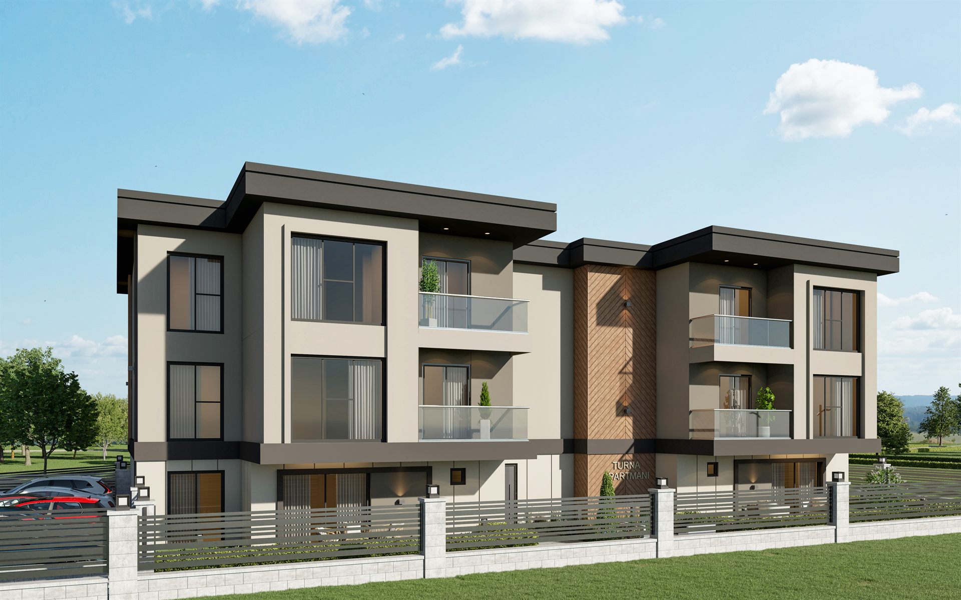 Turna Residence Çorlu konut blokları cephe renderı