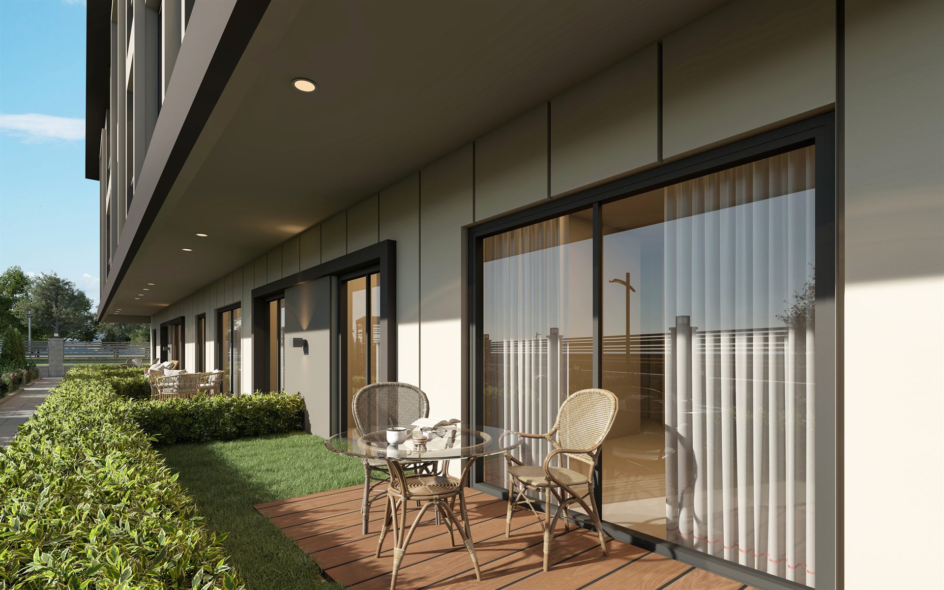 Turna Residence balkon ve yaşam alanı dış mekan renderı